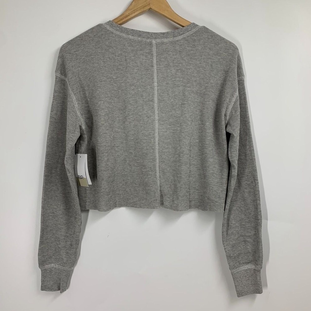 BP Nordstrom Women's Organic Cotton V Neck Waffle Knit Long Sleeve Size M - Picture 2 of 7